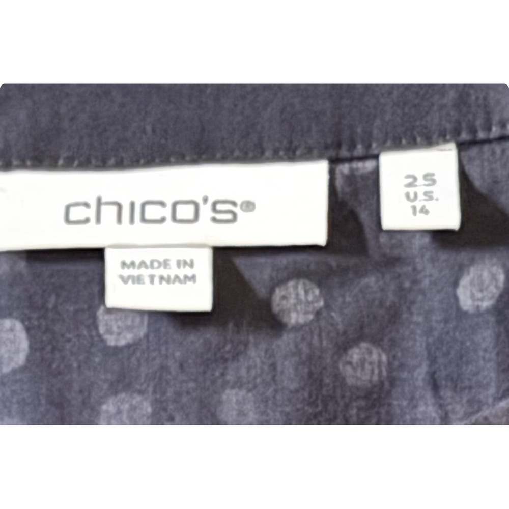 Chico's Navy Blue Eyelet Tiered Dress Size 14 100% Cotton, Lined, V-Neck - Picture 3 of 12
